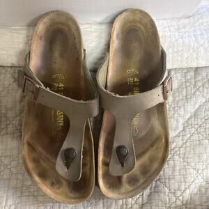 Birkenstock Gizeh – Birkibuc Leather Thong Sandals - Mocha, Size 41 US M 8 W 9